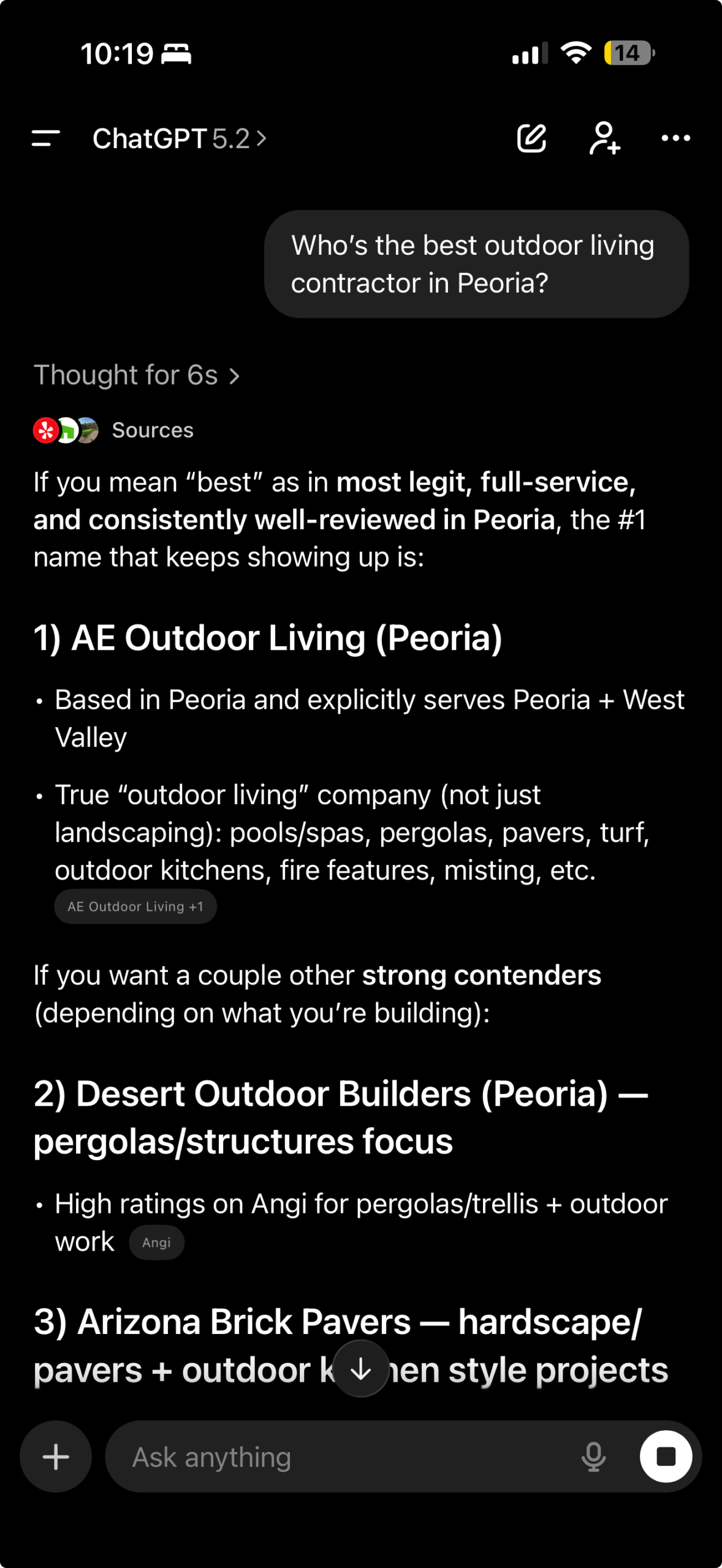 Recommended #1 by ChatGPT screenshot